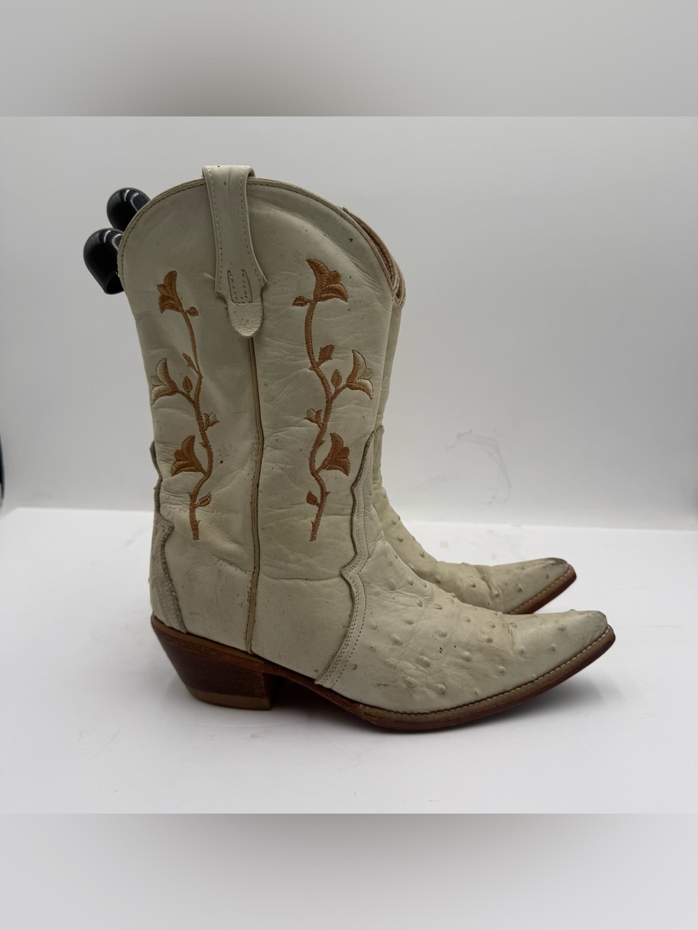 B52 Y2K Durango Genuine Ostrich Leather Cream Western Cowboy Boots Womens 8.5B